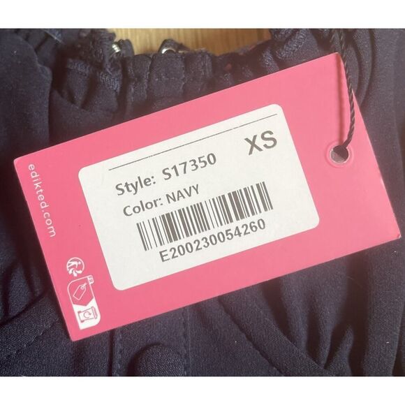 Edikted Cupped Drop Waist Mini Dress Navy Blue Corset Style Skirt Preppy XS NWT - Picture 9 of 10